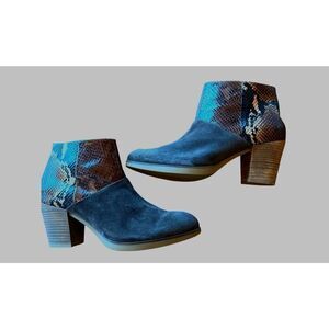 Eric Michael Booties Women 9.5 Brown Suede Snakeskin Boho Western Designer Spain